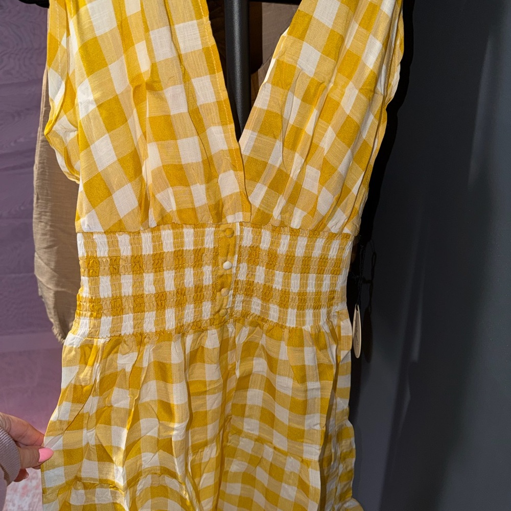 Milk and Honey Yellow Checkered Dress M